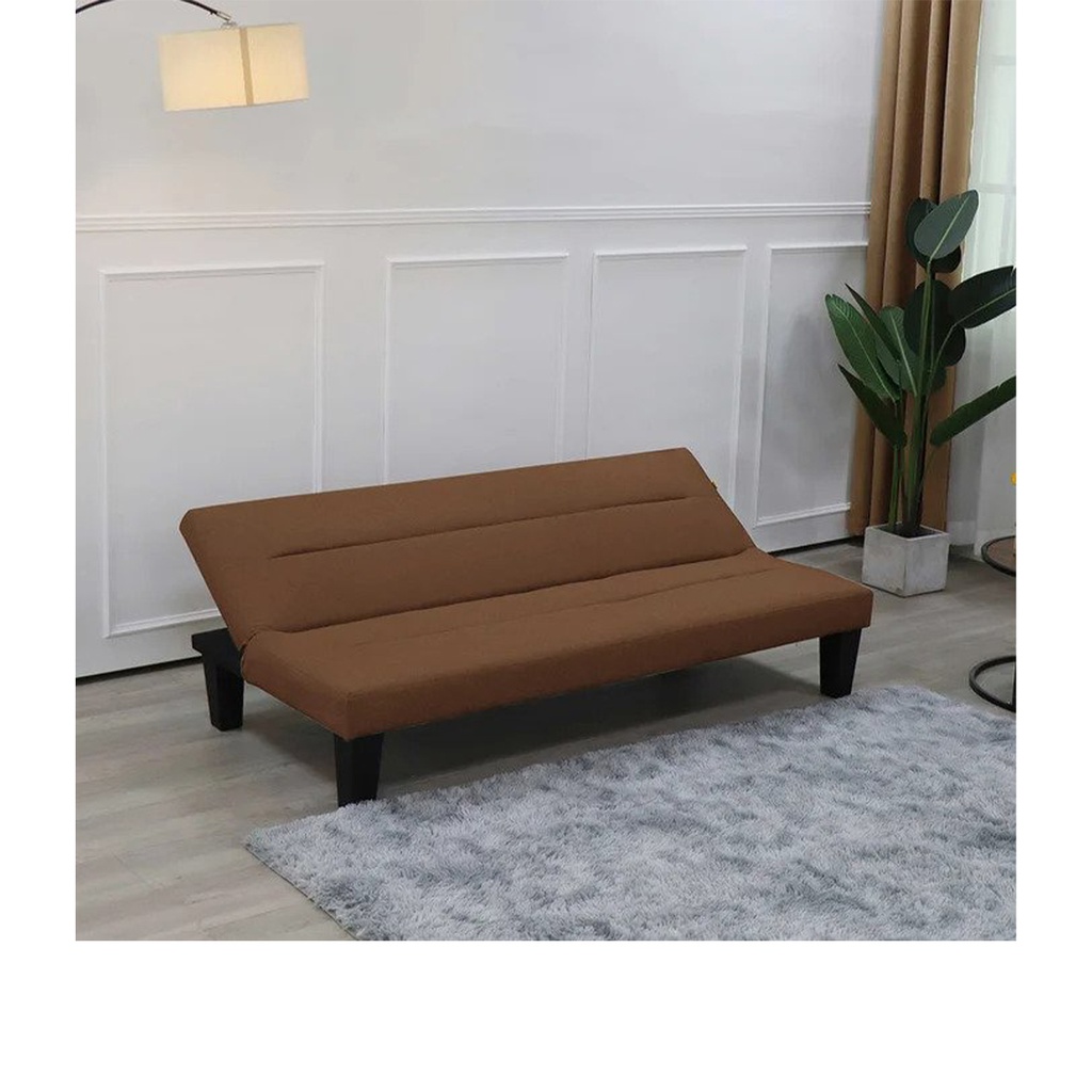 Lody Sofa Bed-Black Plastic Legs/Dark Brown