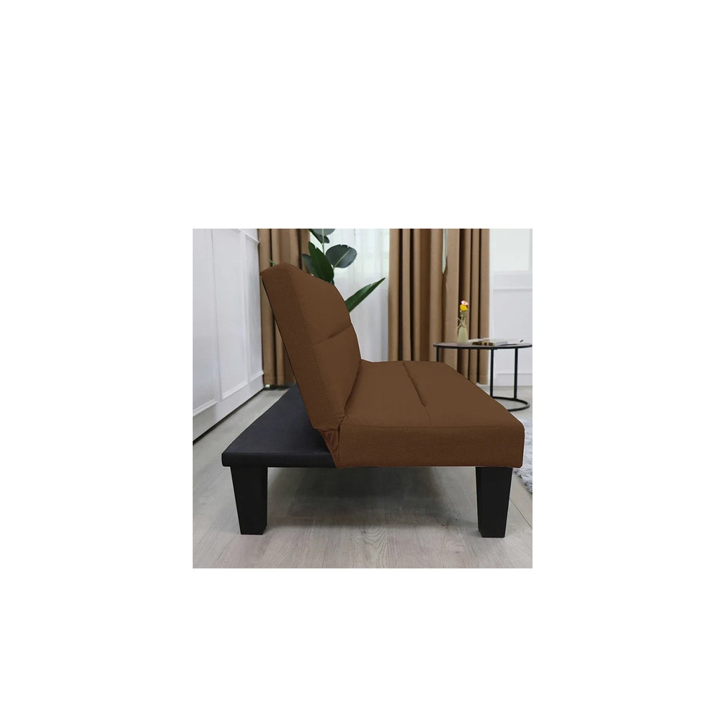 Lody Sofa Bed-Black Plastic Legs/Dark Brown