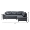 Tulio Sofa - Right Corner - Fabric Grey