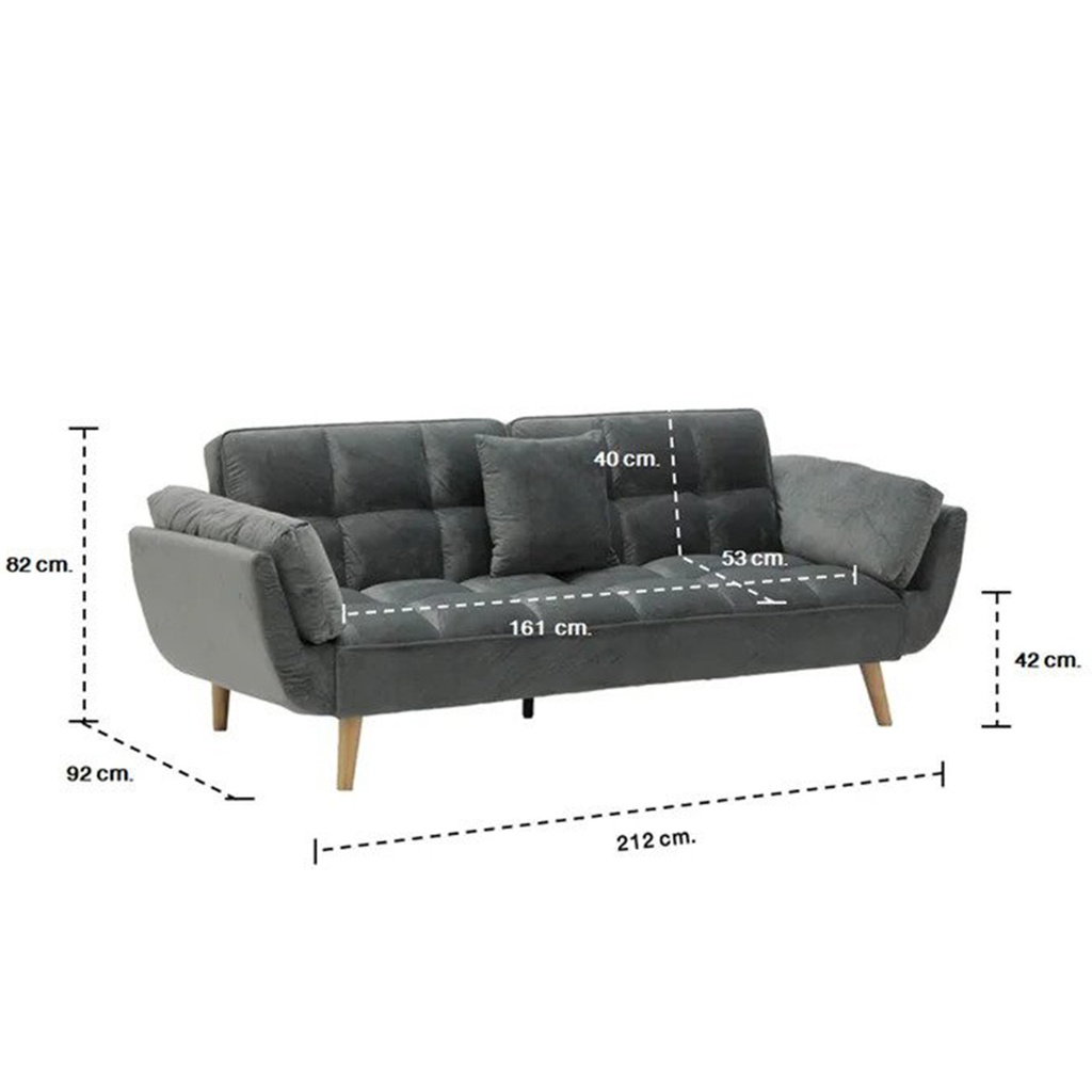 Chermin Sofa Bed - Wood Leg/Grey Velvet