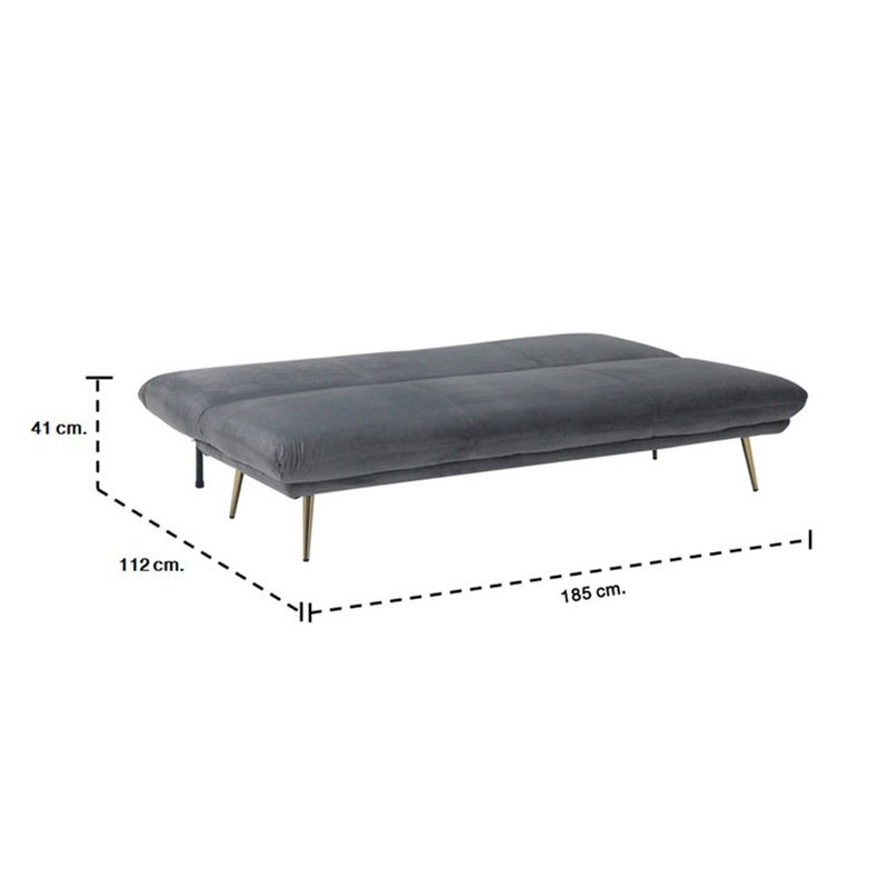 Actto Sofa Bed - Gold Leg - Grey Velvet