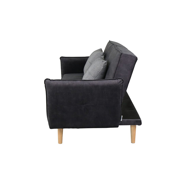 College Sofa Bed-Wood/Dark Grey Velvet