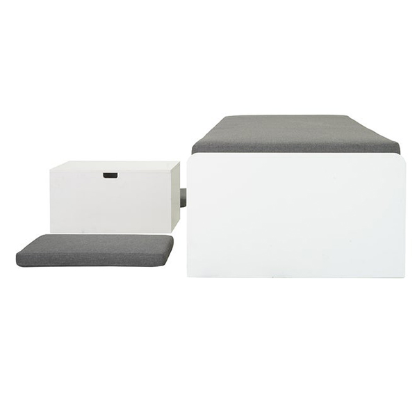 KC-Play Beddesk Sofabed-White/Grey Cushion