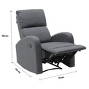 Zixar Recliner 1 Seater - Grey Fabric - 1RE