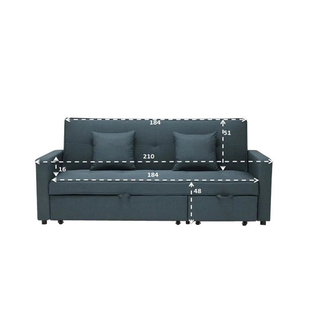 Saline Sofa Bed-Black Leg-Blue