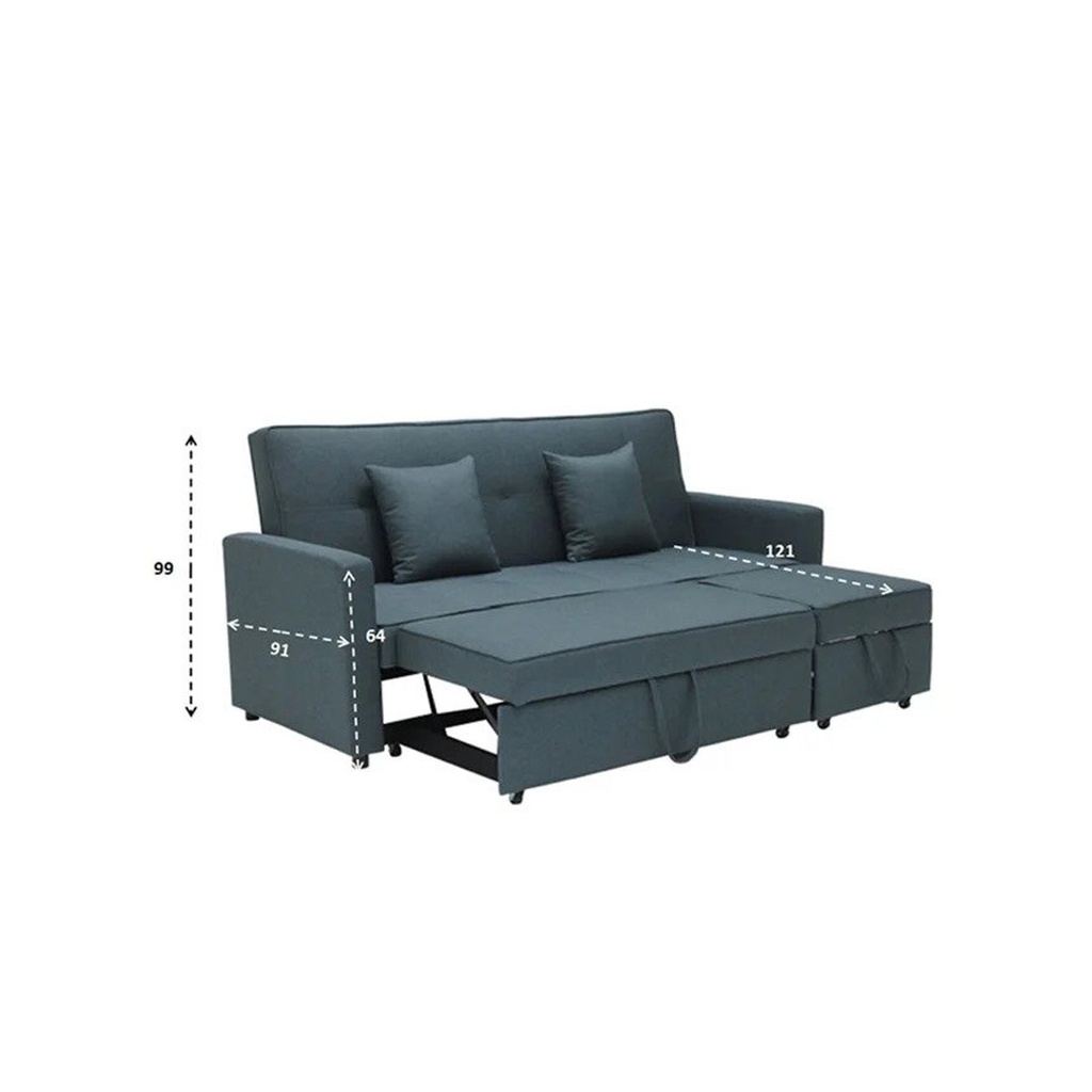 Saline Sofa Bed-Black Leg-Blue