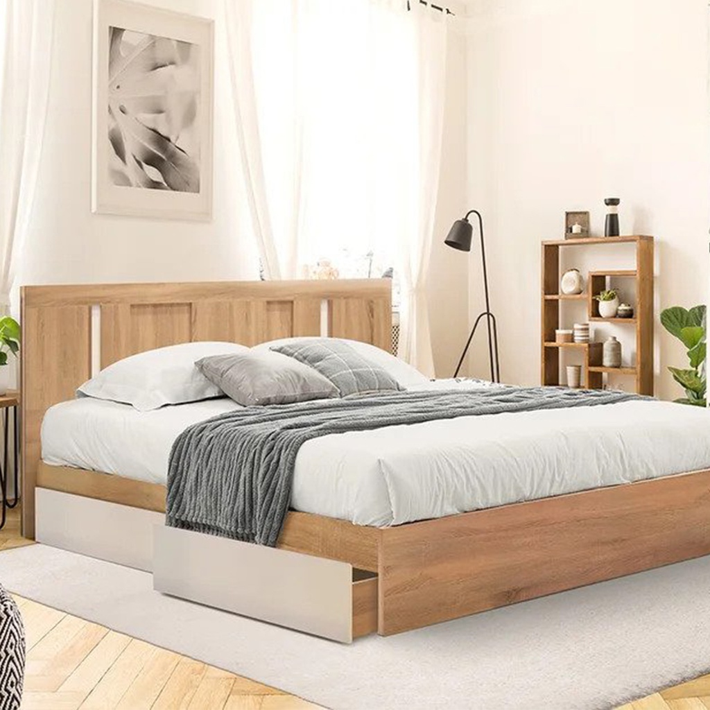 Sacha Bed 5ft- Solid Oak/White