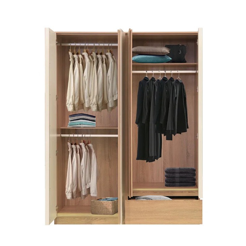 Sacha Wardrobe WO160 - Solid Oak/White