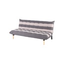 Minda Sofa Bed - Natural Wood - Grey Fabric Striped