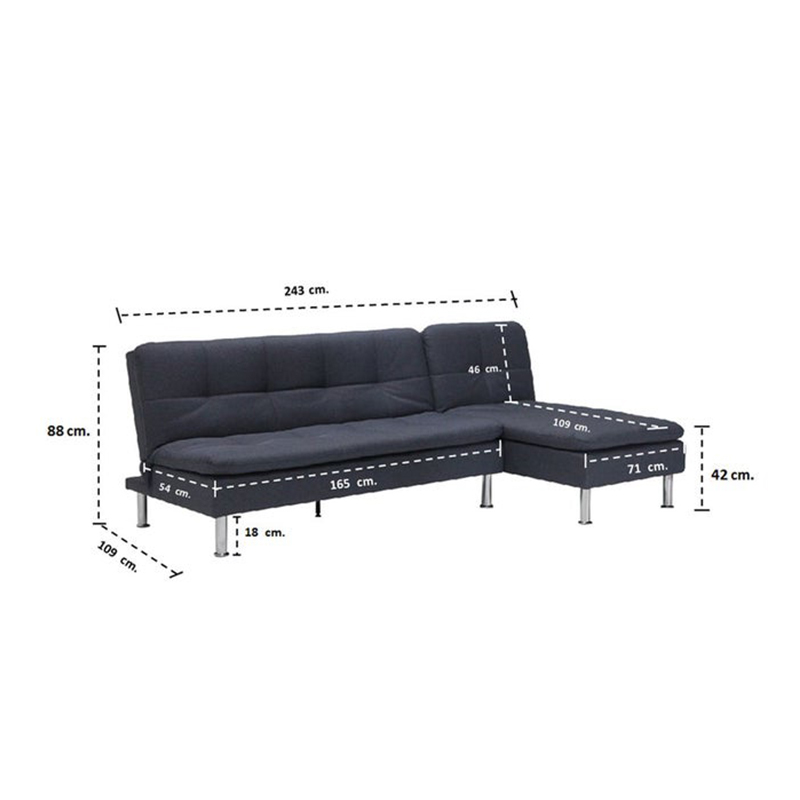 Yono Sofa Bed Corner - Dark Blue Fabric