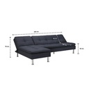 Yono Sofa Bed Corner - Dark Blue Fabric