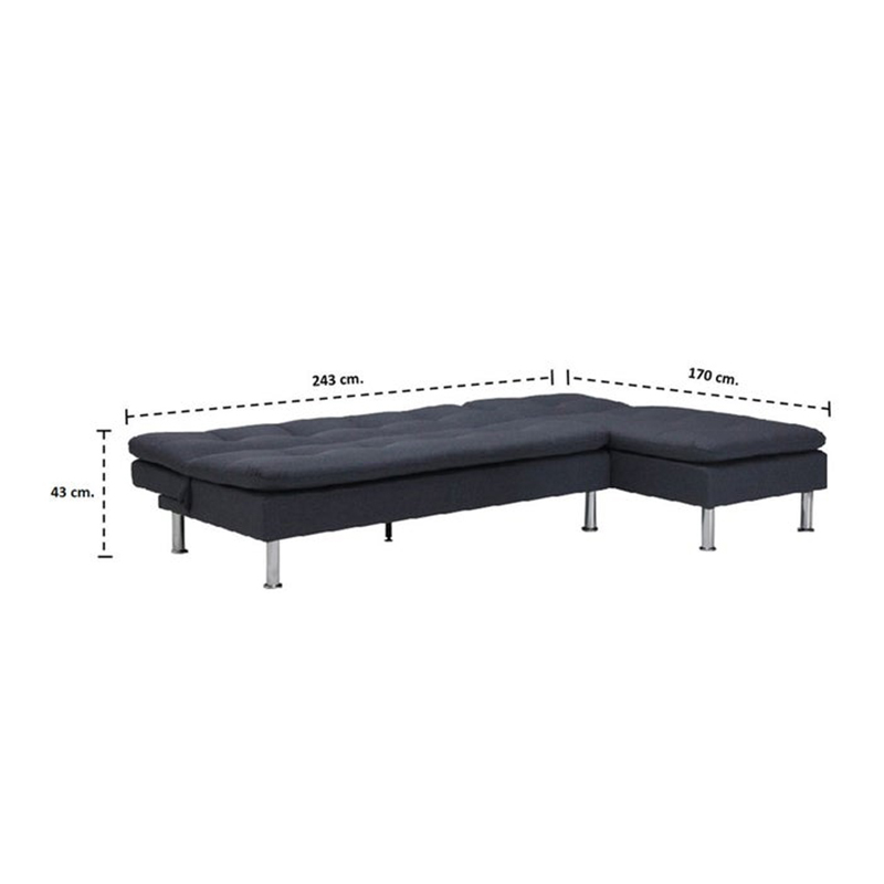 Yono Sofa Bed Corner - Dark Blue Fabric
