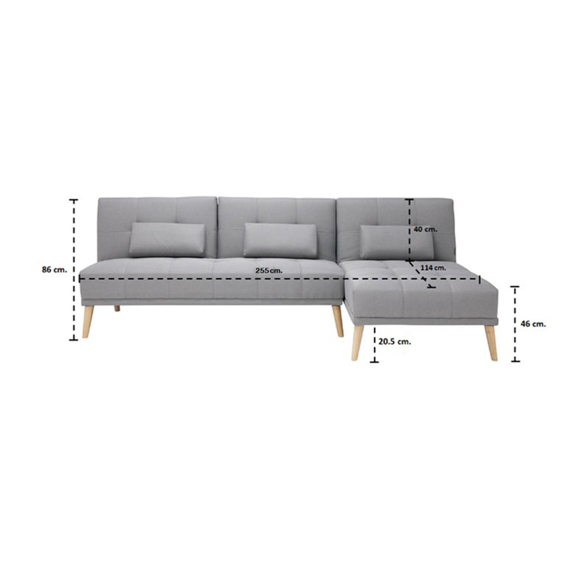 Charter Sofa Bed - Natural Wood Legs - Grey