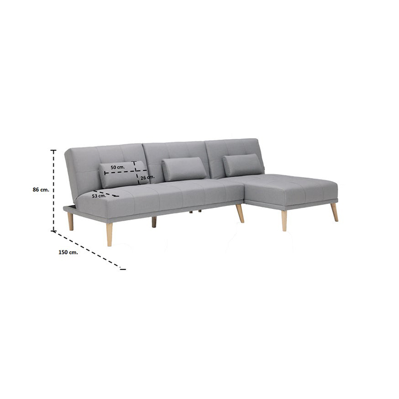 Charter Sofa Bed - Natural Wood Legs - Grey