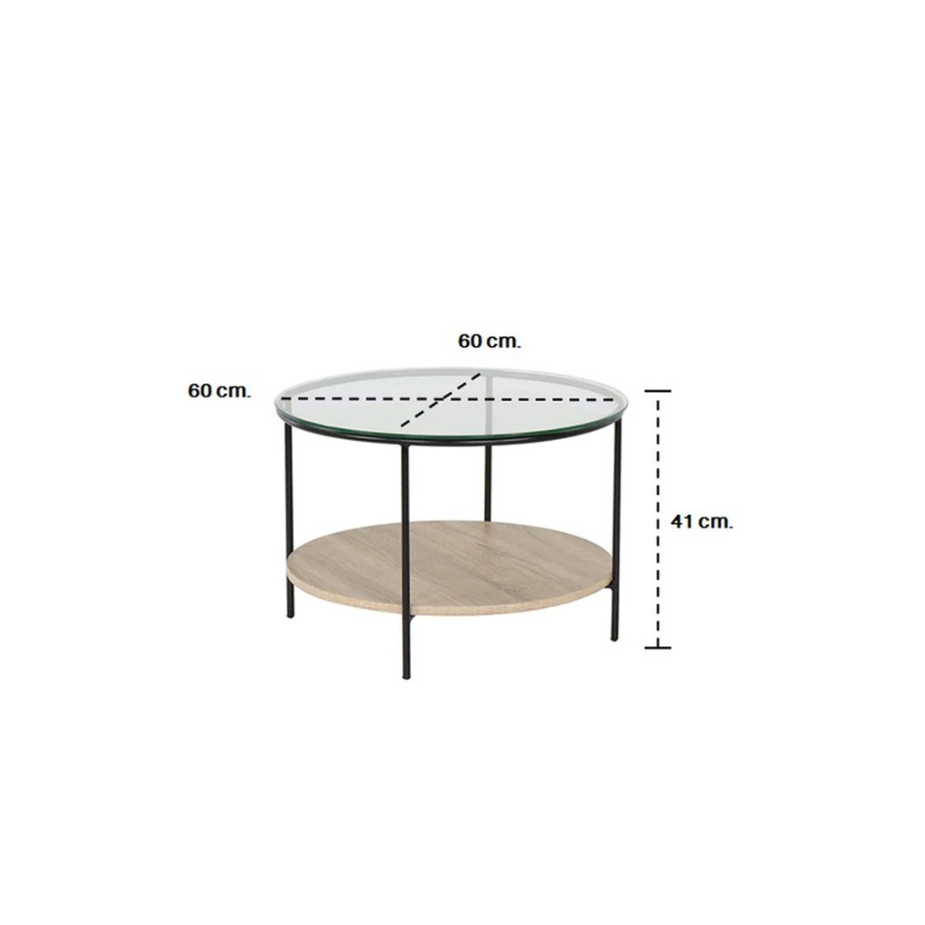 Darus Coffee Table- Clear Glass/Wood