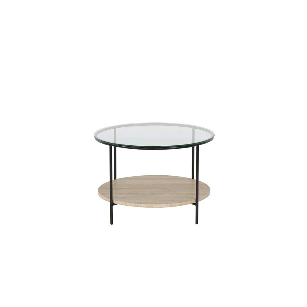 Darus Coffee Table- Clear Glass/Wood