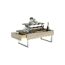 Acadia Coffee Table CF100 - Black Glass - Lindberg Oak