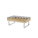 Acadia Coffee Table CF100 - Black Glass - Lindberg Oak