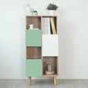 Conell Cabinet -Solid Oak /White/Green