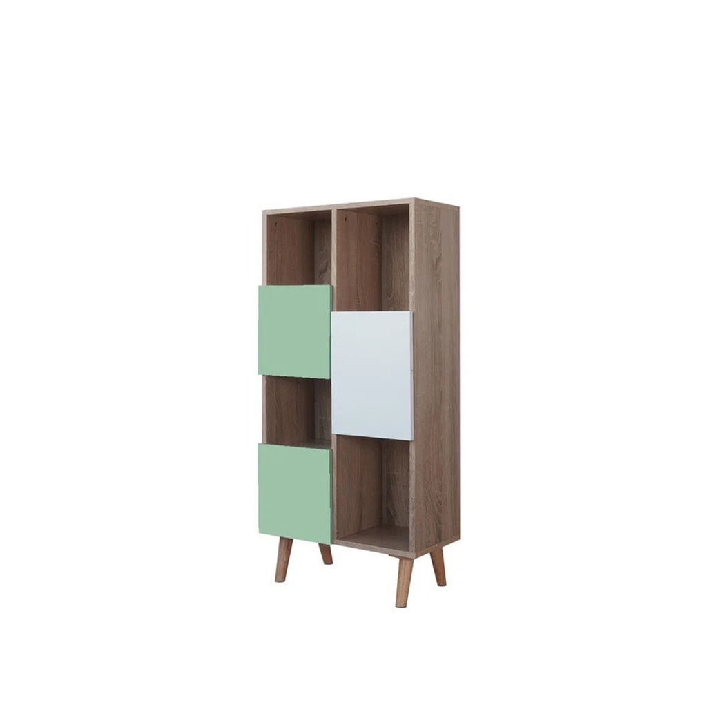 Conell Cabinet -Solid Oak /White/Green