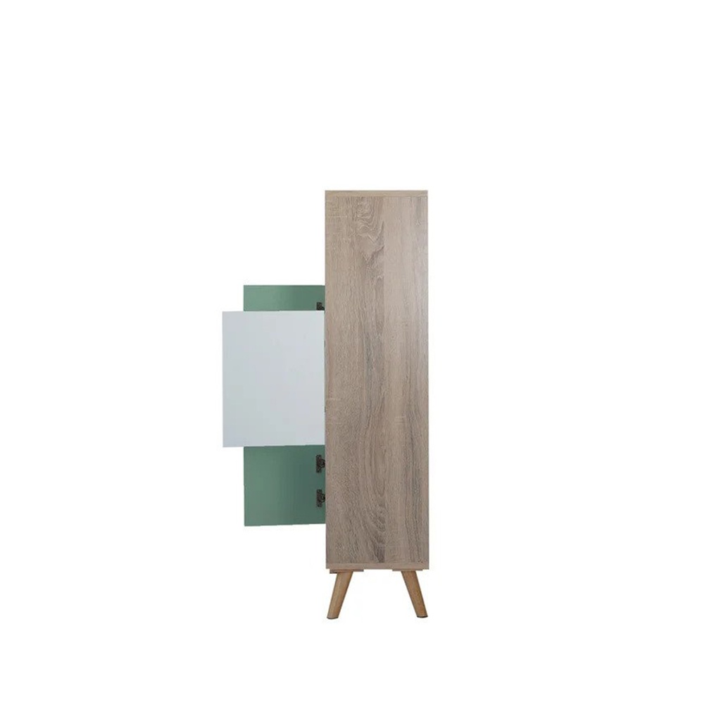 Conell Cabinet -Solid Oak /White/Green