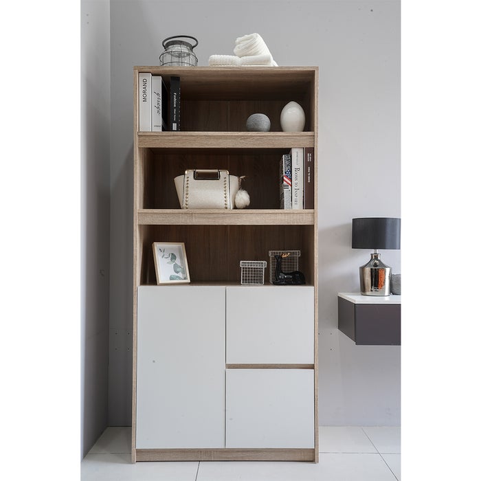 Heidi Tall Cabinet CT80-Solid Oak/White