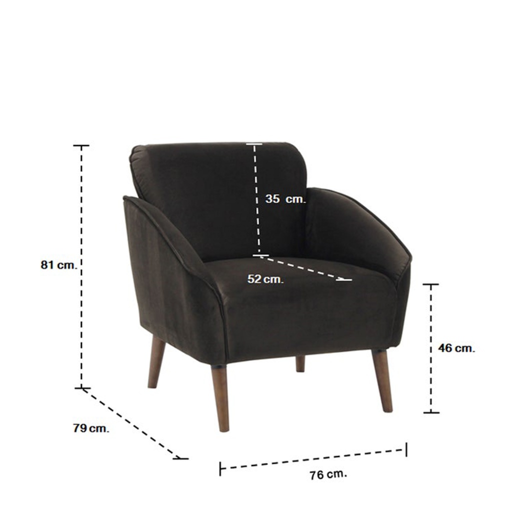 Airly Arm Chair-Brown Pine Legs/Brown Fabric