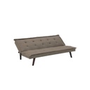 Camping Sofa Bed-Brown Wood/Brown Fabric