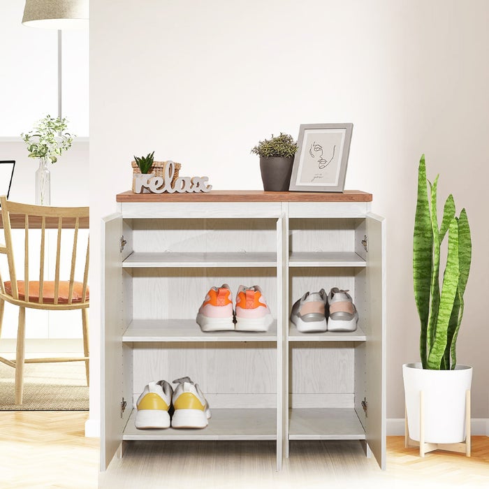 Ganso Shoe Cabinet 90-White Splinter/Claretchery