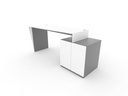 Trapez Office Desk DKT150cm - White/Grey-Twist