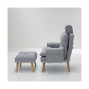 Otaru Arm Chair + Stool - Light Grey/Rubber Wood