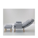 Otaru Arm Chair + Stool - Light Grey/Rubber Wood