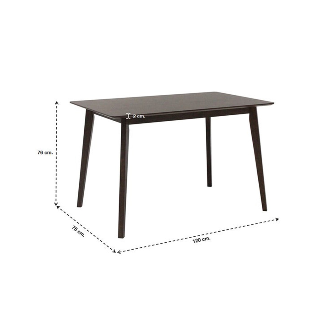 Mayda-A120 Dining Table - Walnut Rubber Wood