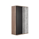 Wishy Sliding Wardrobe 120cm Wide - Solid Oak/Shadow Linen/Moon Stone