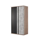 Wishy Sliding Wardrobe 120cm Wide - Solid Oak/Shadow Linen/Moon Stone