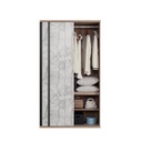 Wishy Sliding Wardrobe 120cm Wide - Solid Oak/Shadow Linen/Moon Stone