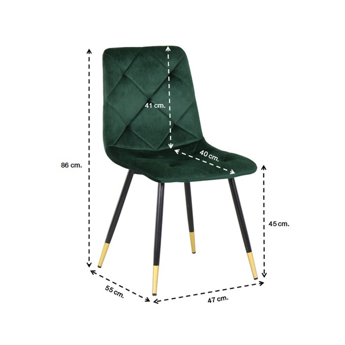 Tarish-B Dining Chair - Gold Black Leg - Green Velvet