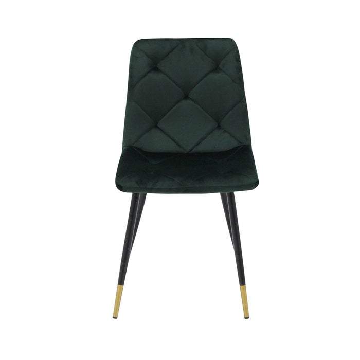 Tarish-B Dining Chair - Gold Black Leg - Green Velvet