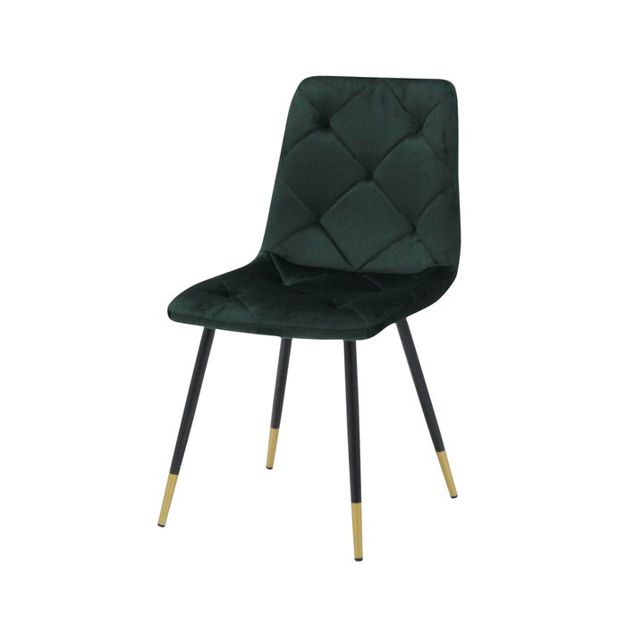 Tarish-B Dining Chair - Gold Black Leg - Green Velvet