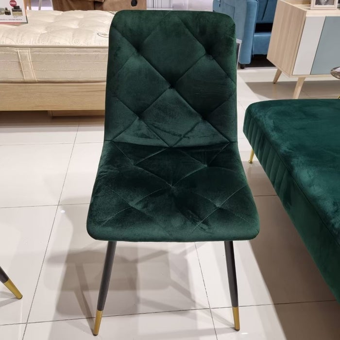 Tarish-B Dining Chair - Gold Black Leg - Green Velvet