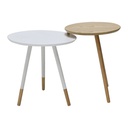 Aino End Table - White/Natural Rubber Wood