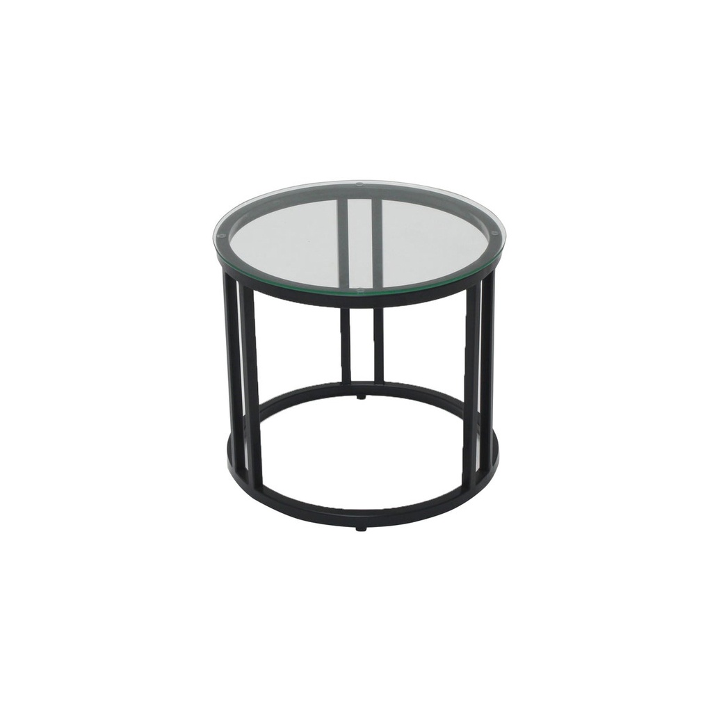 Brinley Coffee Table-Steel Black Leg/Clear Glass Top