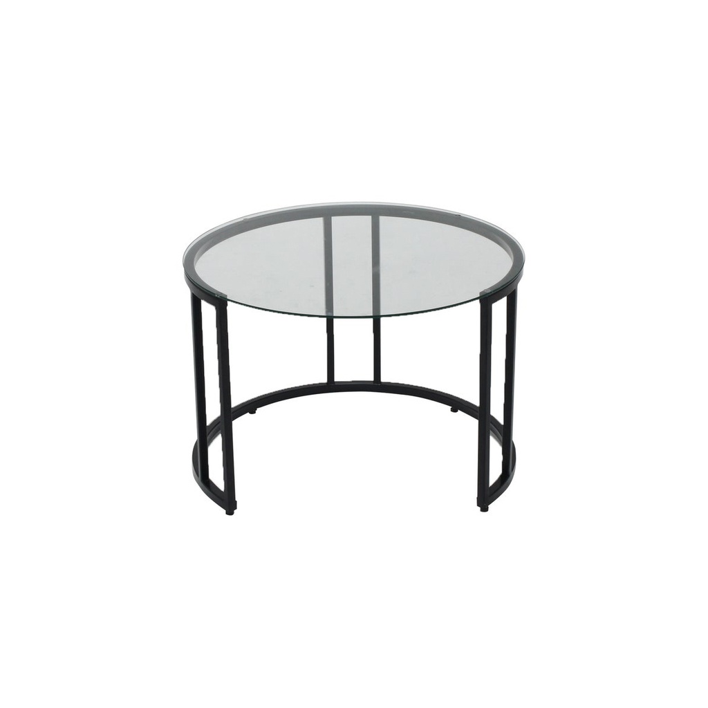 Brinley Coffee Table-Steel Black Leg/Clear Glass Top