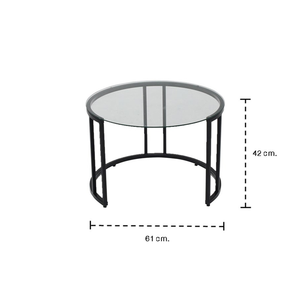 Brinley Coffee Table-Steel Black Leg/Clear Glass Top