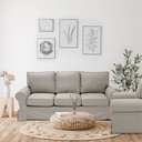 Rayna Sofa 3 Seater - Black Plastic Leg - Light Grey