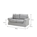 Rayna Sofa 2 Seater - Black Plastic Leg - Light Gray