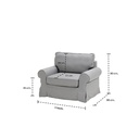 Rayna Sofa 1 Seater-Black Plastic Leg/Light Grey