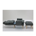 Otaru Arm Chair + Stool - Rubber Wood/Dark Grey Fabric