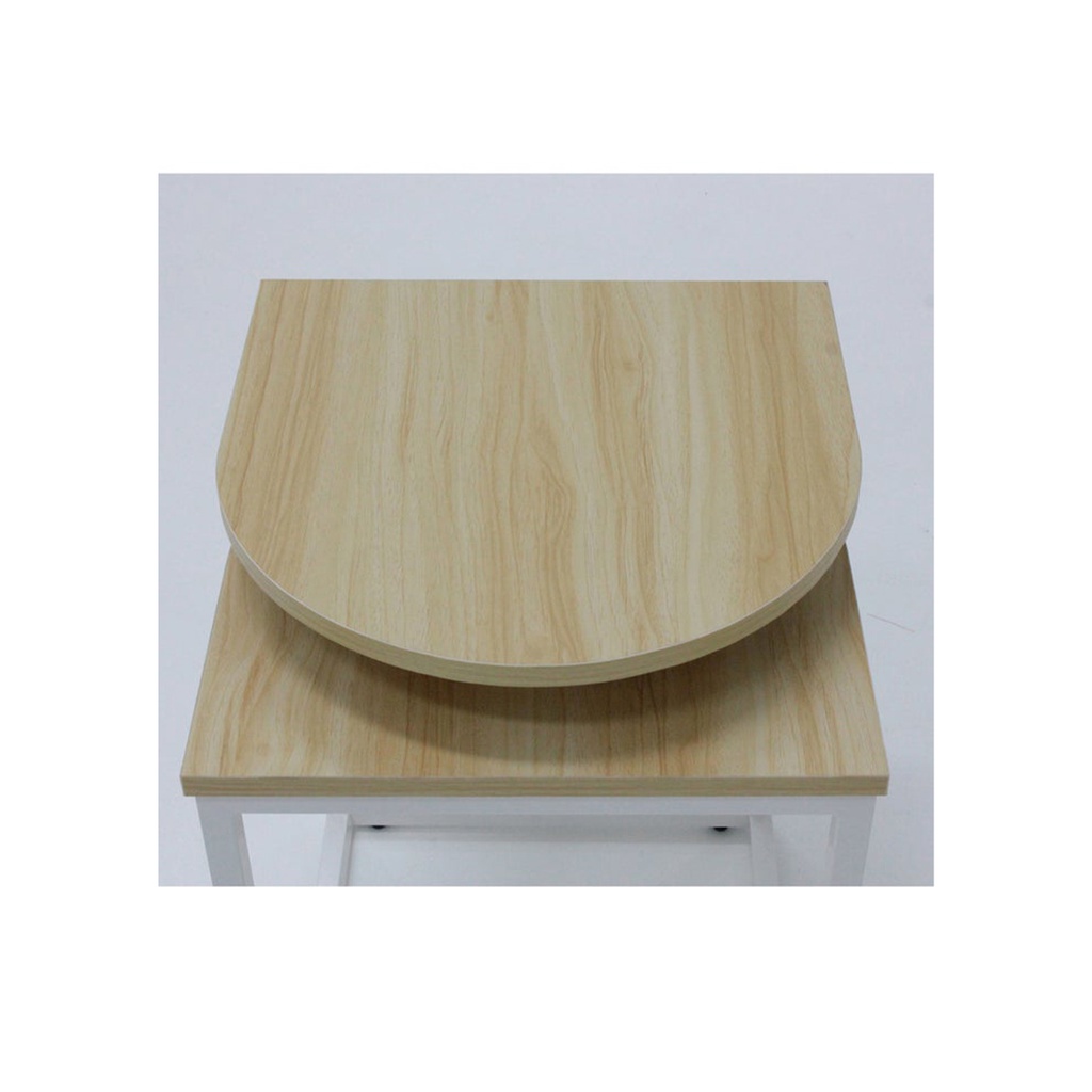 Saki End Table D40 - White Steel/ Natural Wood