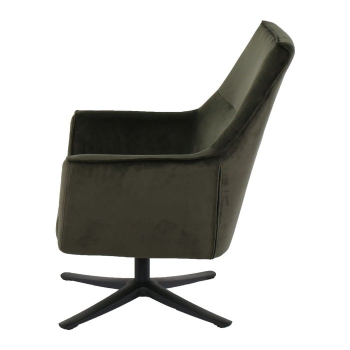 Altic Arm Chair - Black Steel - Dark Green Velvet